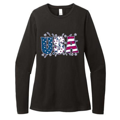 USA American Flag Celebration Womens CVC Long Sleeve Shirt