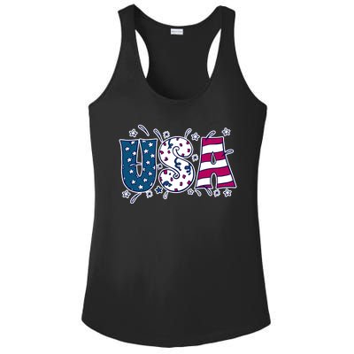 USA American Flag Celebration Ladies PosiCharge Competitor Racerback Tank