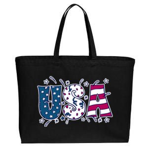 USA American Flag Celebration Cotton Canvas Jumbo Tote