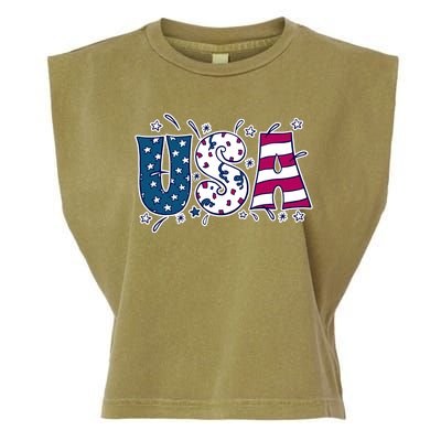 USA American Flag Celebration Garment-Dyed Women's Muscle Tee