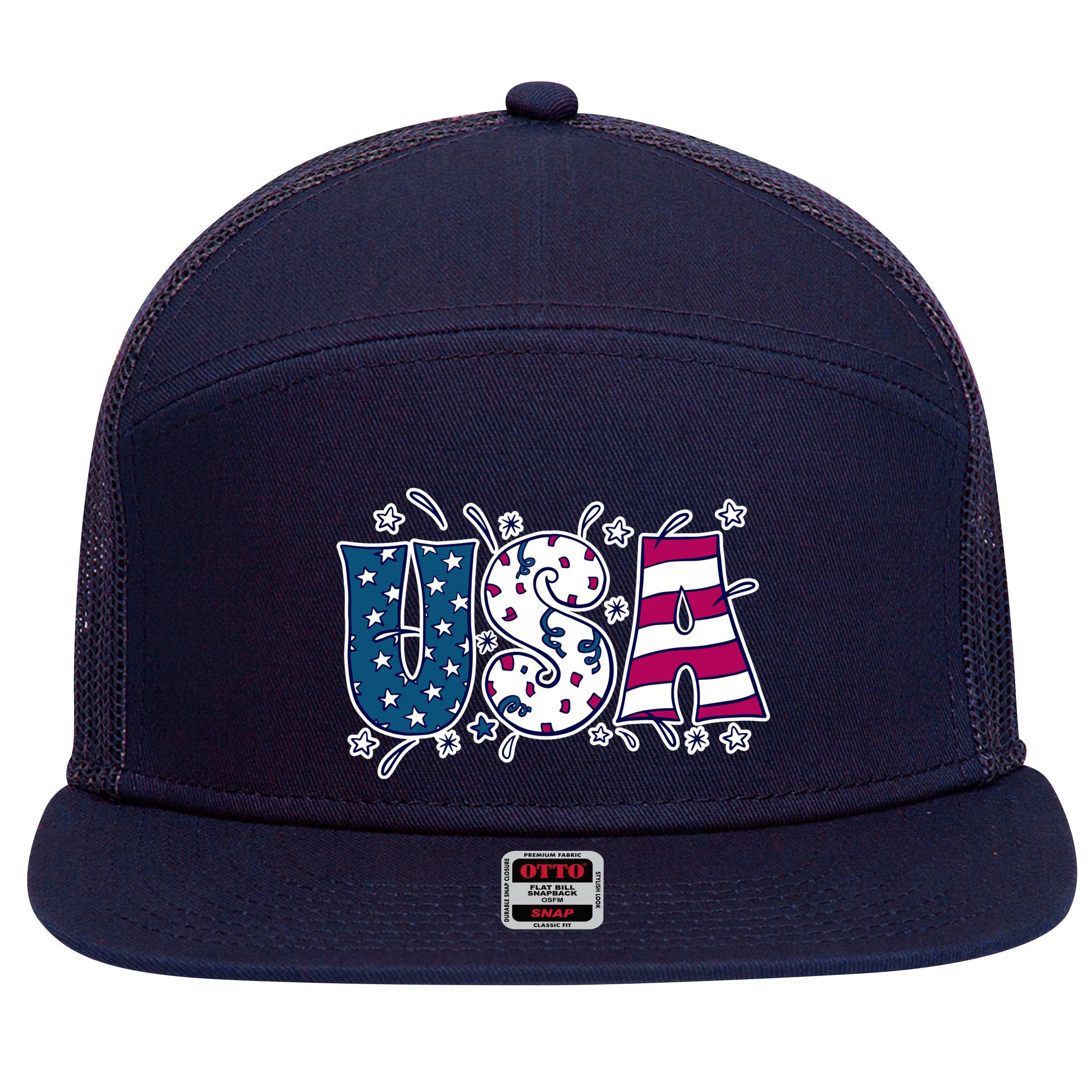 USA American Flag Celebration 7 Panel Mesh Trucker Snapback Hat