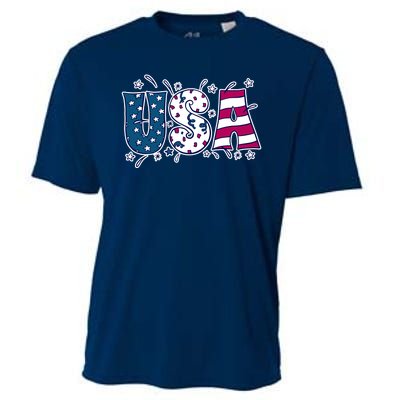 USA American Flag Celebration Cooling Performance Crew T-Shirt