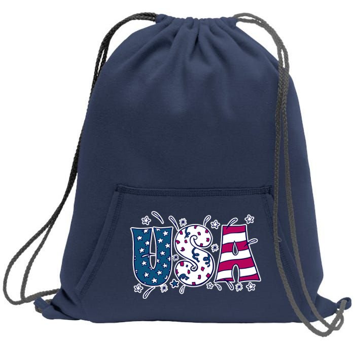 USA American Flag Celebration Sweatshirt Cinch Pack Bag