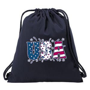 USA American Flag Celebration Drawstring Bag