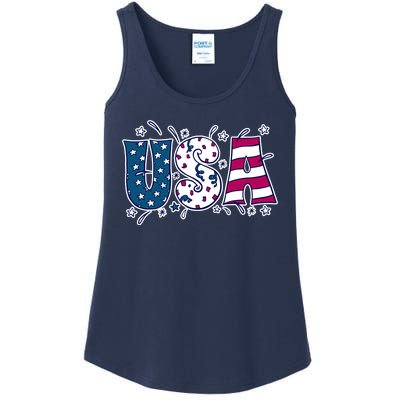 USA American Flag Celebration Ladies Essential Tank