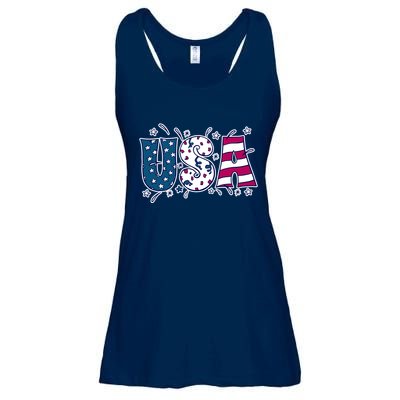 USA American Flag Celebration Ladies Essential Flowy Tank