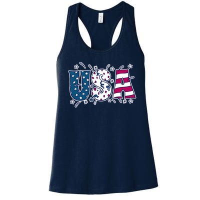 USA American Flag Celebration Women's Racerback Tank