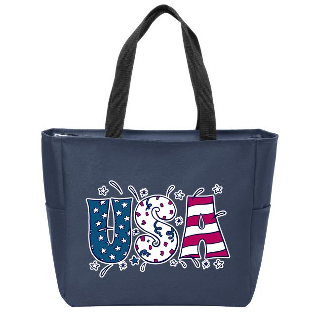 USA American Flag Celebration Zip Tote Bag