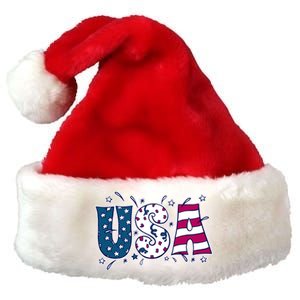 USA American Flag Celebration Premium Christmas Santa Hat