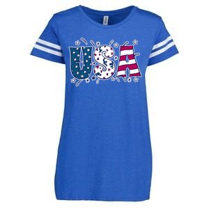 USA American Flag Celebration Enza Ladies Jersey Football T-Shirt