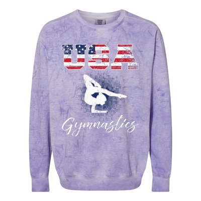 USA American Flag Gymnastics Tee Gymnast 4th Of July Colorblast Crewneck Sweatshirt