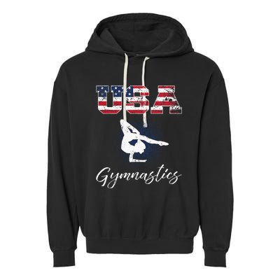 USA American Flag Gymnastics Tee Gymnast 4th Of July Garment-Dyed Fleece Hoodie