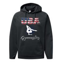 USA American Flag Gymnastics Tee Gymnast 4th Of July Performance Fleece Hoodie