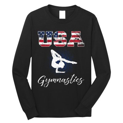 USA American Flag Gymnastics Tee Gymnast 4th Of July Long Sleeve Shirt