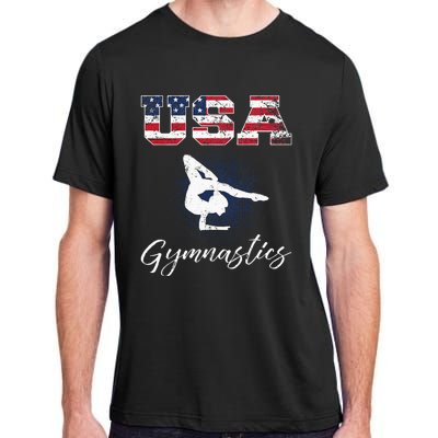 USA American Flag Gymnastics Tee Gymnast 4th Of July Adult ChromaSoft Performance T-Shirt