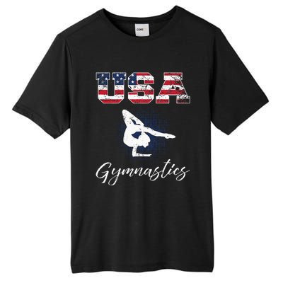 USA American Flag Gymnastics Tee Gymnast 4th Of July Tall Fusion ChromaSoft Performance T-Shirt