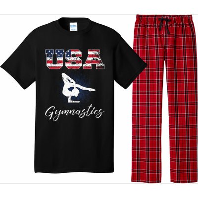 USA American Flag Gymnastics Tee Gymnast 4th Of July Pajama Set