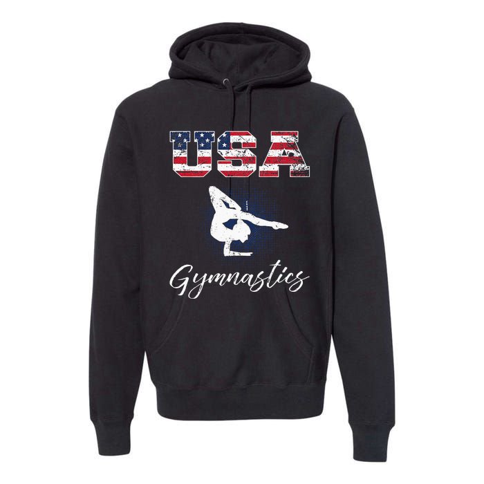 USA American Flag Gymnastics Tee Gymnast 4th Of July Premium Hoodie