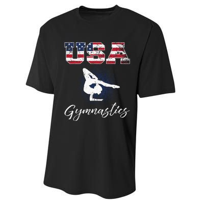 USA American Flag Gymnastics Tee Gymnast 4th Of July Performance Sprint T-Shirt