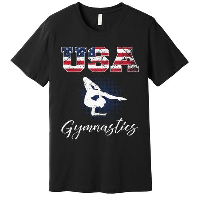 USA American Flag Gymnastics Tee Gymnast 4th Of July Premium T-Shirt