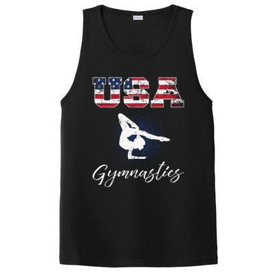 USA American Flag Gymnastics Tee Gymnast 4th Of July PosiCharge Competitor Tank