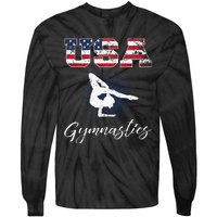 USA American Flag Gymnastics Tee Gymnast 4th Of July Tie-Dye Long Sleeve Shirt