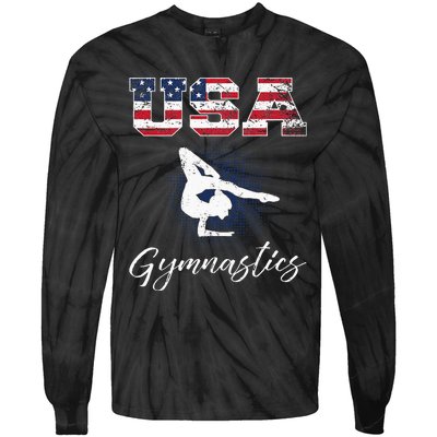 USA American Flag Gymnastics Tee Gymnast 4th Of July Tie-Dye Long Sleeve Shirt