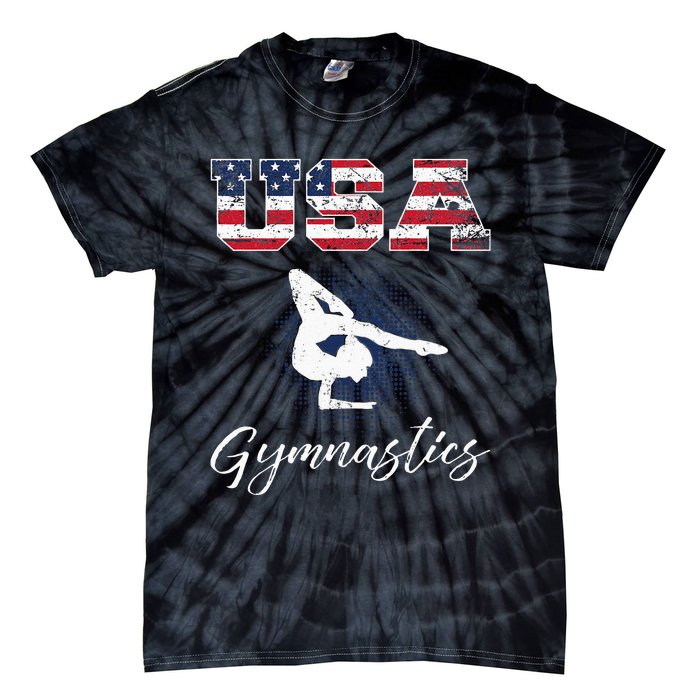 USA American Flag Gymnastics Tee Gymnast 4th Of July Tie-Dye T-Shirt