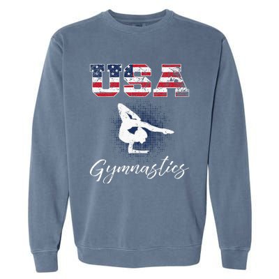 USA American Flag Gymnastics Tee Gymnast 4th Of July Garment-Dyed Sweatshirt