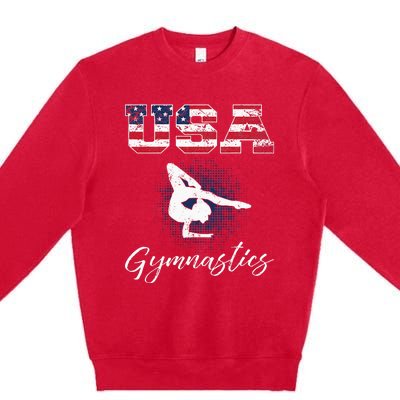 USA American Flag Gymnastics Tee Gymnast 4th Of July Premium Crewneck Sweatshirt