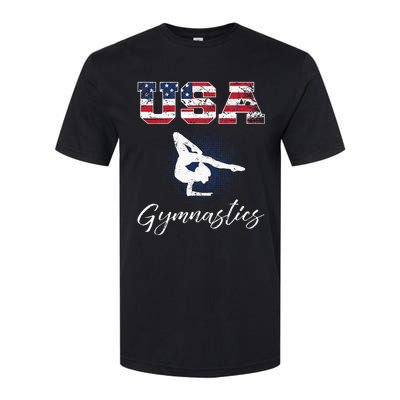 USA American Flag Gymnastics Tee Gymnast 4th Of July Softstyle CVC T-Shirt