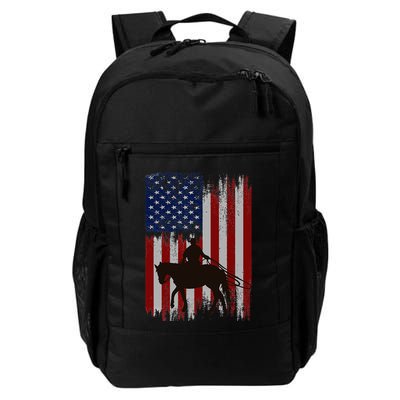 Usa American Flag Cowboy Rodeo Roping Horse Riding Backpack