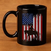 Usa American Flag Cowboy Rodeo Roping Horse Riding 11oz C Handle Ceramic Mug
