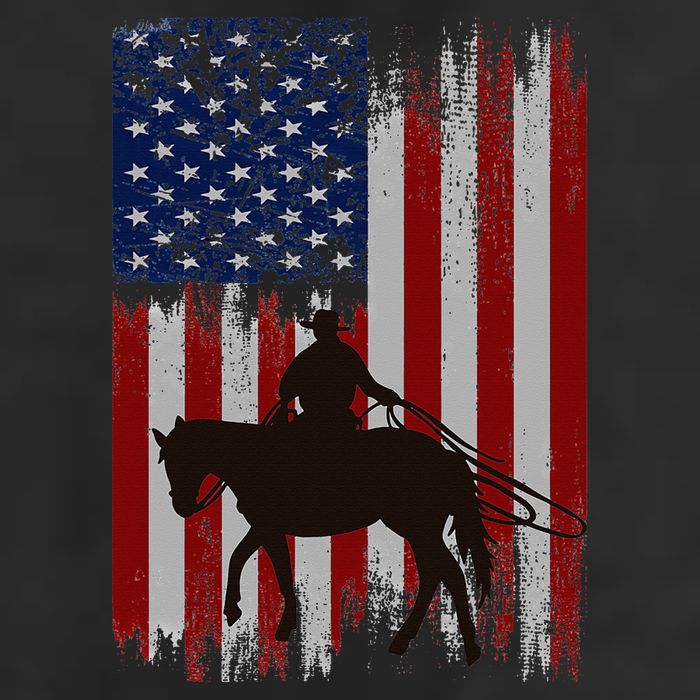 Usa American Flag Cowboy Rodeo Roping Horse Riding 11oz C Handle Ceramic Mug