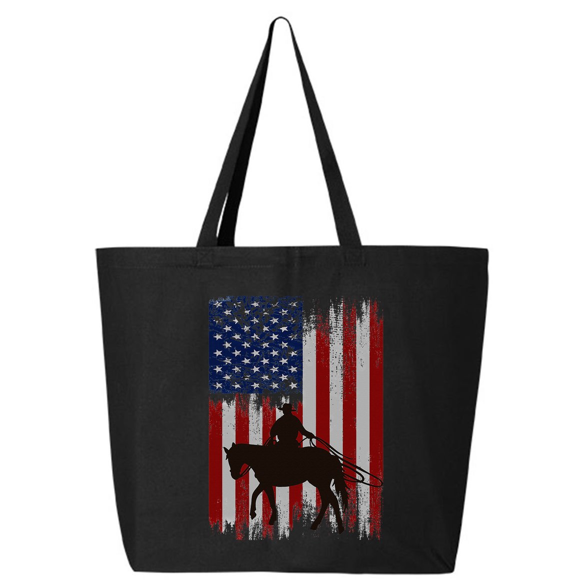 Usa American Flag Cowboy Rodeo Roping Horse Riding 25L Jumbo Tote