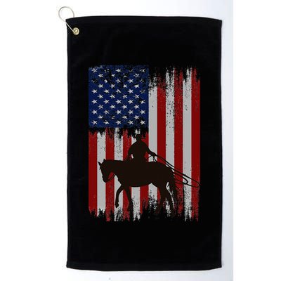 Usa American Flag Cowboy Rodeo Roping Horse Riding Golf Towel