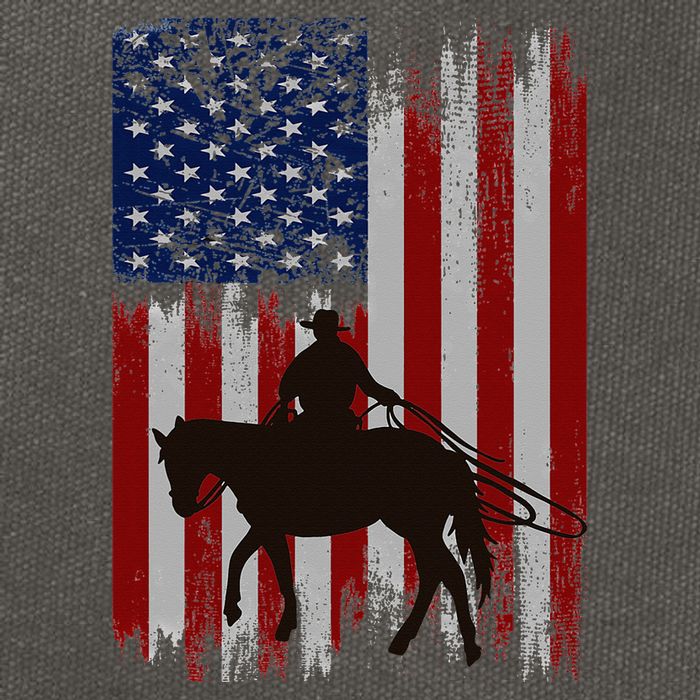 Usa American Flag Cowboy Rodeo Roping Horse Riding Cotton Canvas Backpack