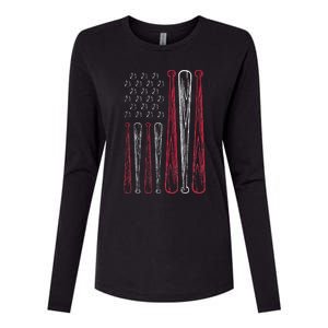 USA American Flag Baseball Red White Blue 4th of July Womens Cotton Relaxed Long Sleeve T-Shirt