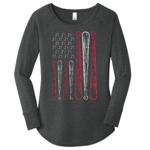 USA American Flag Baseball Red White Blue 4th of July Women's Perfect Tri Tunic Long Sleeve Shirt