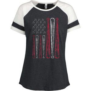 USA American Flag Baseball Red White Blue 4th of July Enza Ladies Jersey Colorblock Tee