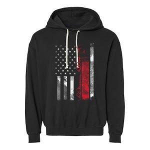 US American Flag Semi Truck Driver 18 Wheeler Trucker Gift Garment-Dyed Fleece Hoodie