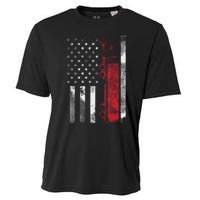 US American Flag Semi Truck Driver 18 Wheeler Trucker Gift Cooling Performance Crew T-Shirt