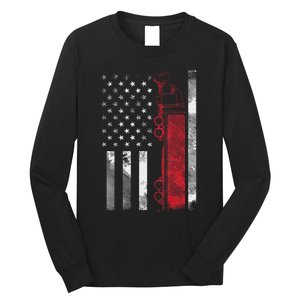 US American Flag Semi Truck Driver 18 Wheeler Trucker Gift Long Sleeve Shirt