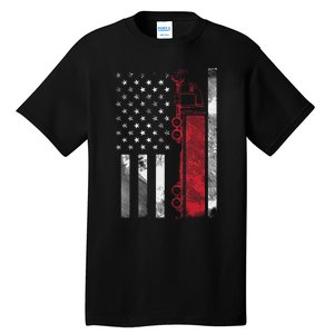 US American Flag Semi Truck Driver 18 Wheeler Trucker Gift Tall T-Shirt