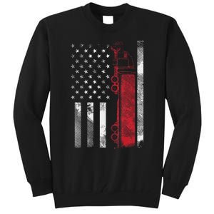 US American Flag Semi Truck Driver 18 Wheeler Trucker Gift Tall Sweatshirt