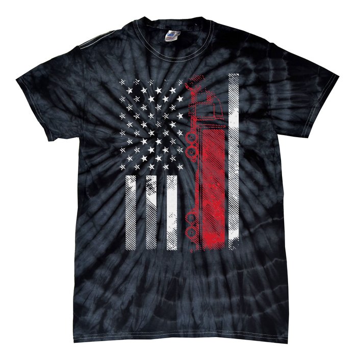 US American Flag Semi Truck Driver 18 Wheeler Trucker Gift Tie-Dye T-Shirt