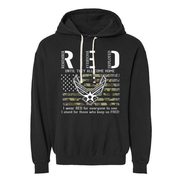US Air Force Support RED Friday Remember Everyone Deployed Garment-Dyed Fleece Hoodie