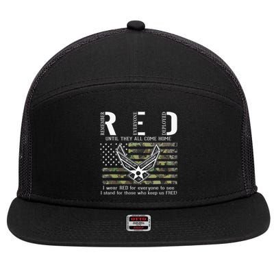 US Air Force Support RED Friday Remember Everyone Deployed 7 Panel Mesh Trucker Snapback Hat