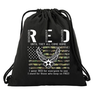 US Air Force Support RED Friday Remember Everyone Deployed Drawstring Bag