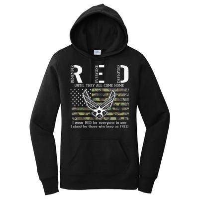US Air Force Support RED Friday Remember Everyone Deployed Women's Pullover Hoodie